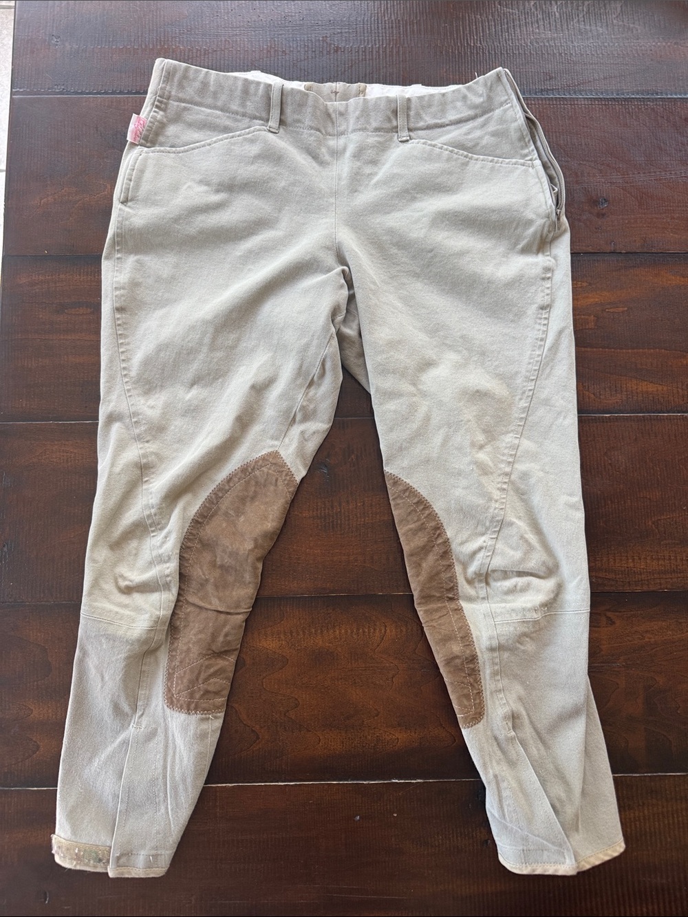 The Tailored Sportsman tan riding breeches with tan label stitching 30R